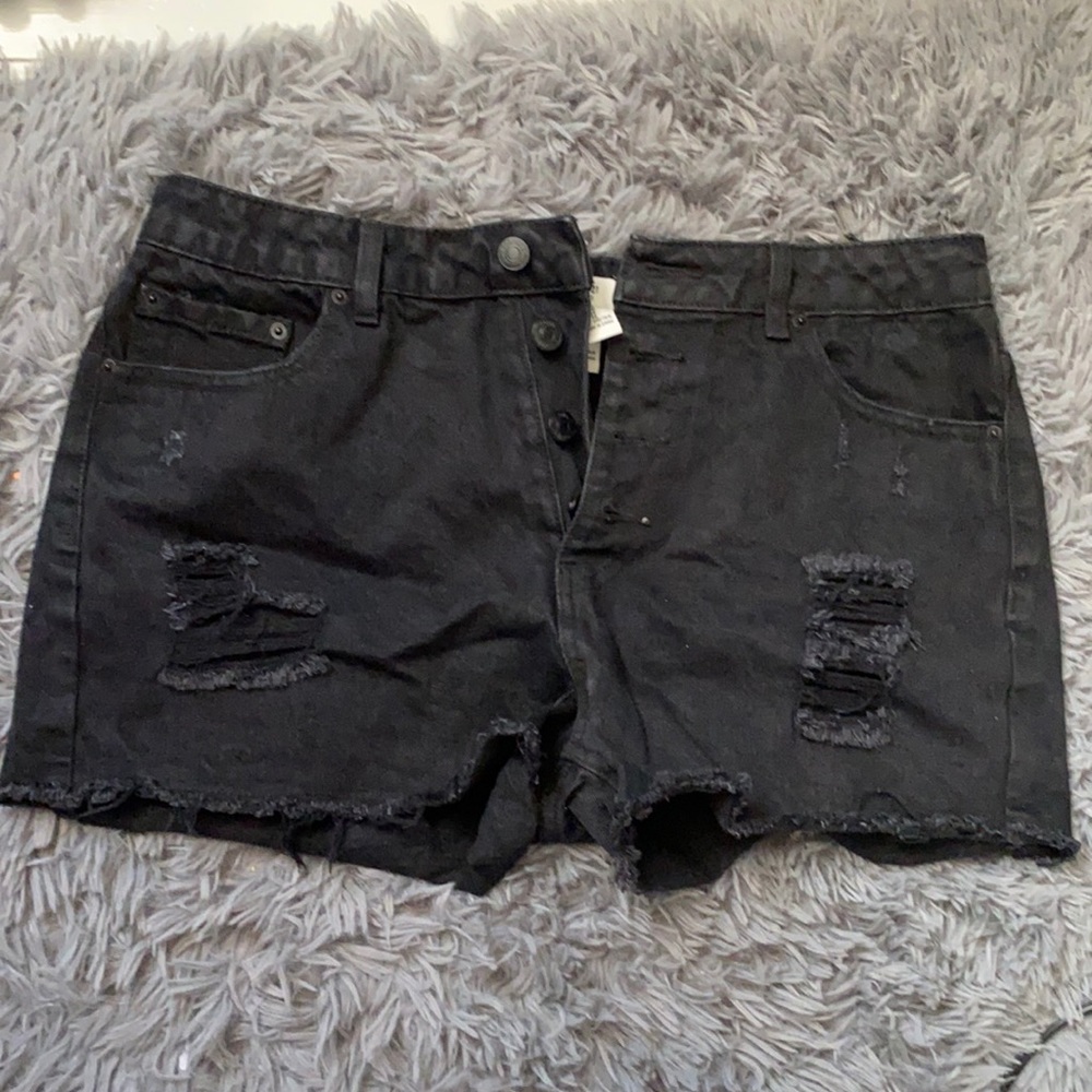 F21 black denim shorts